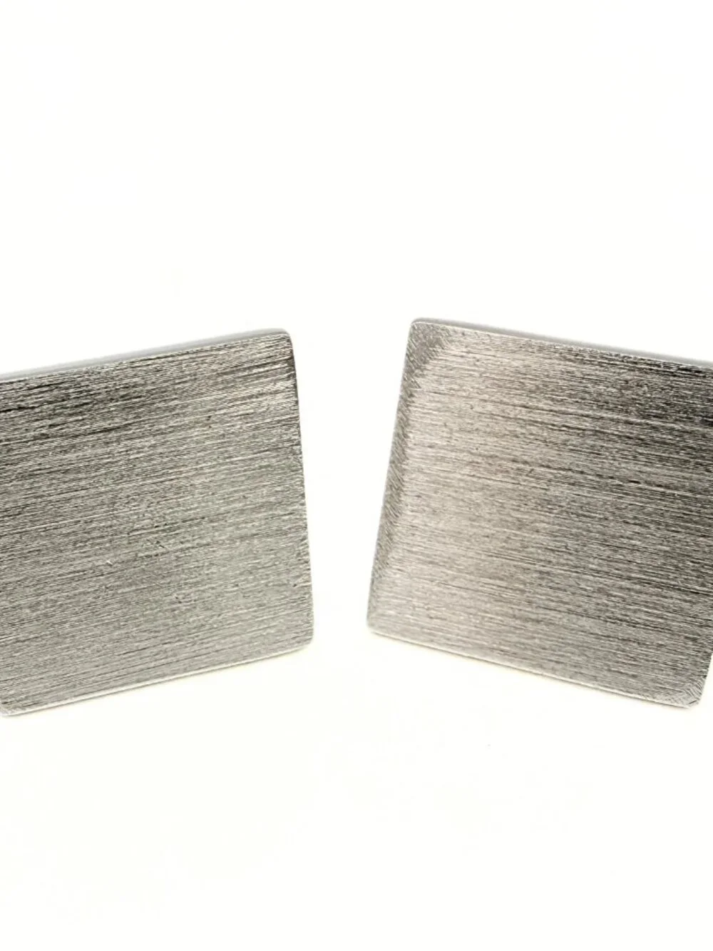 Dante Signed Minimalist MCM Brushed Square Silver Plated Brutalist Cufflinks